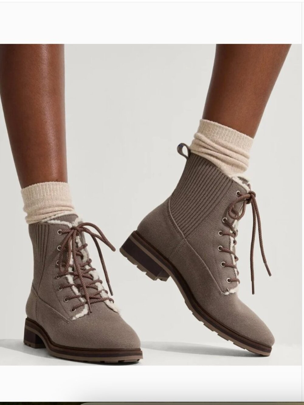 Rothy's The Cozy Laced Lug Boot In Sparrow Brown Size 9 like new tan
